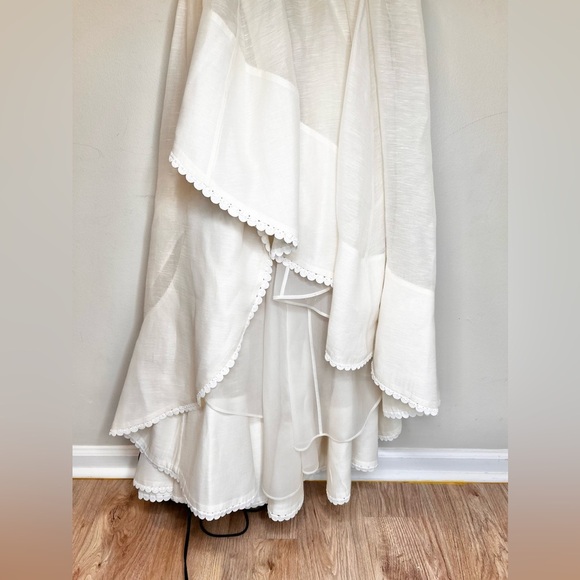 NWOT Zimmermann Tama Asymmetric Cut Out Silk And Linen Max Dress White Sz 2/ Med - Picture 13 of 16